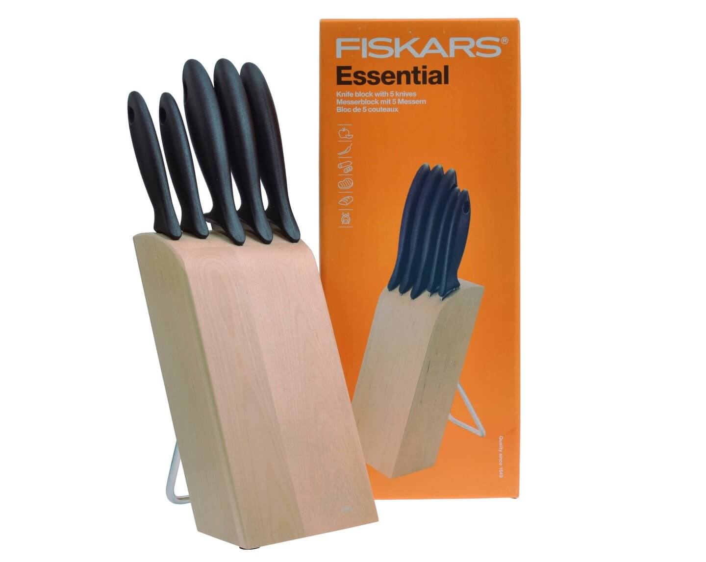 Zestaw 5 noży w bloku Fiskars Essential