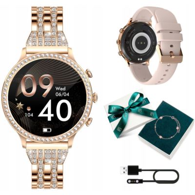 Smartwatch Manta Diamond Lusso SWD01GD Złoty + Bransoletka YES